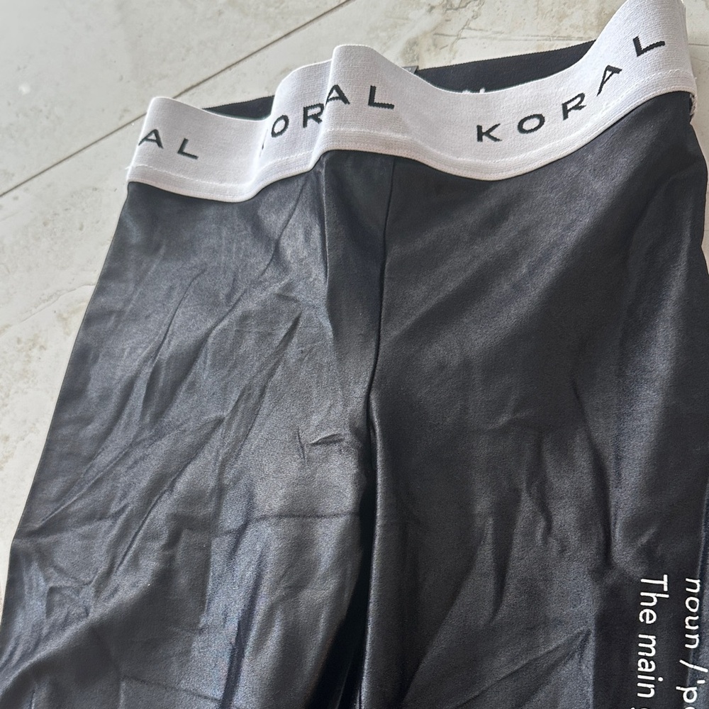 Koral Black Leggings with White Logo Waistband